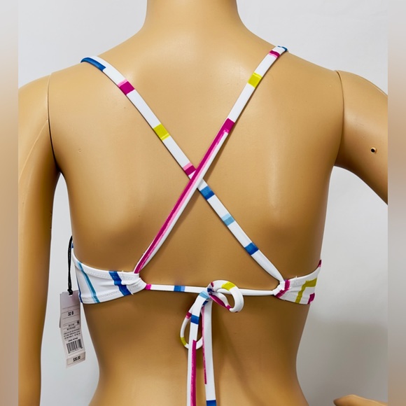 Shade & Shore White Geometric Pattern Light Lift Bikini Top 32B - Picture 7 of 10